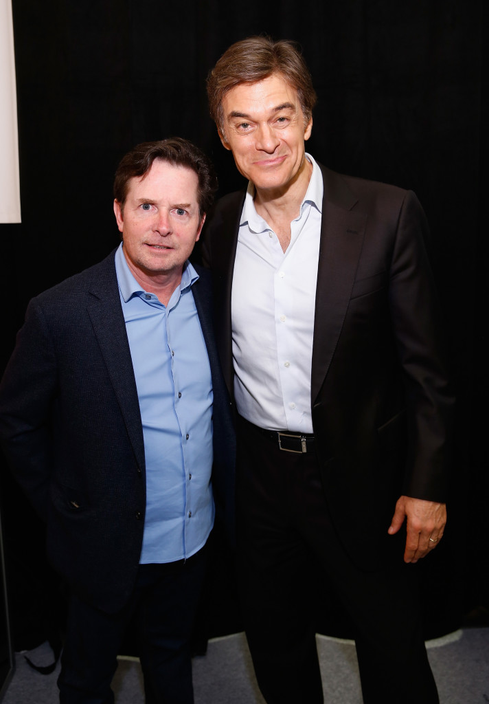 NEW YORK, NY - DECEMBER 11: Michael J. Fox (L) and Dr. Oz attend Z100's Jingle Ball 2015 - Z100's Artist Gift Lounge with Gyft at Madison Square Garden on December 11, 2015 in New York City. (Photo by Brian Ach/Getty Images for iHeartMedia)